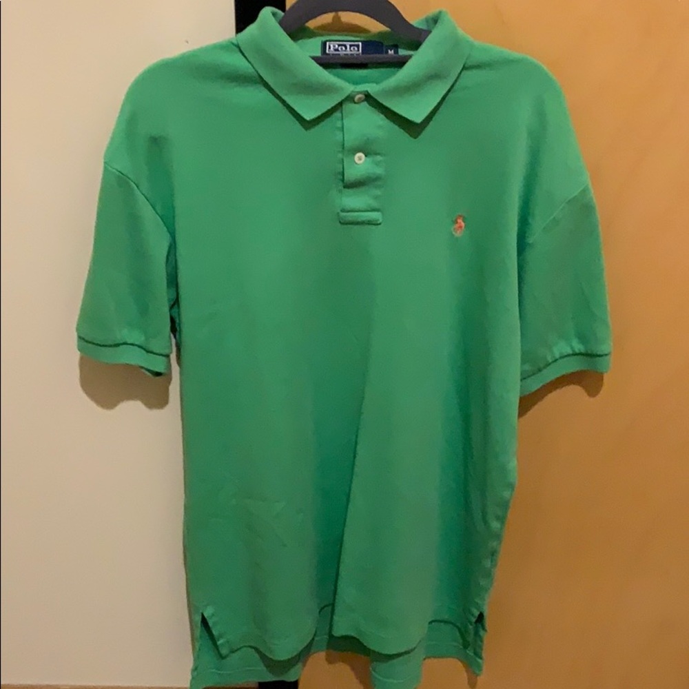 Green 100% cotton Polo collard shirt